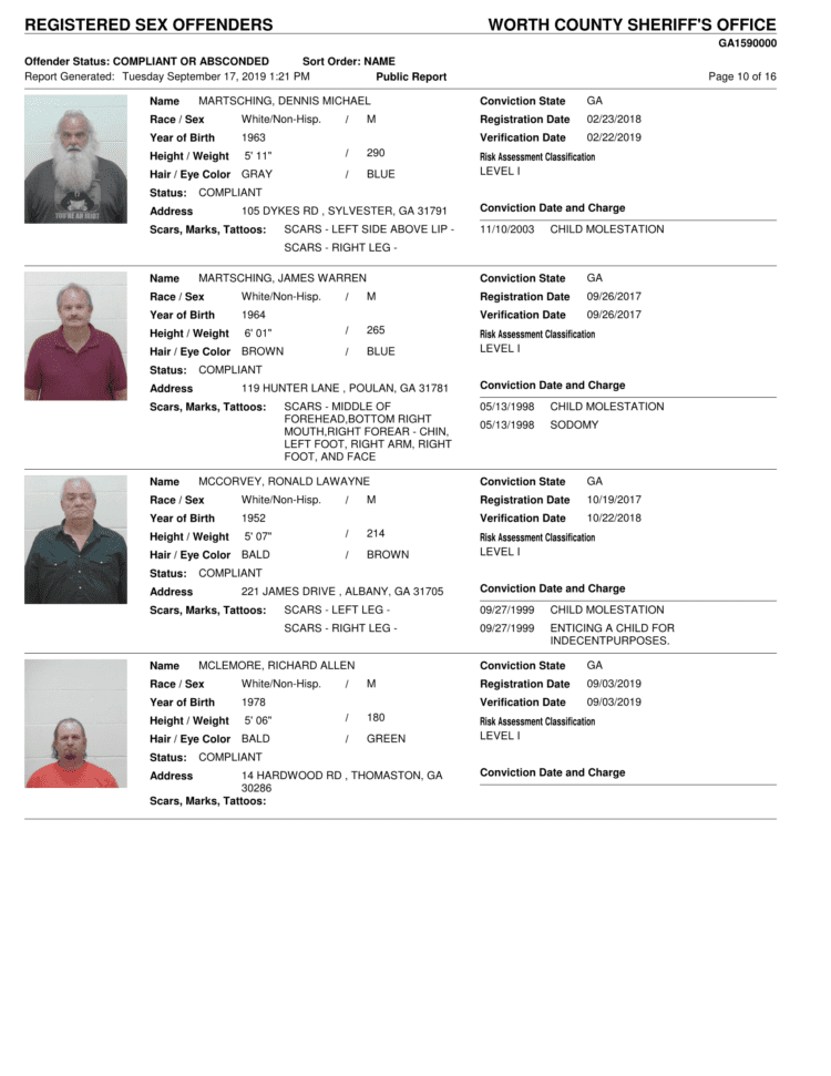 Sex Offenders Worth County Sheriff 3939